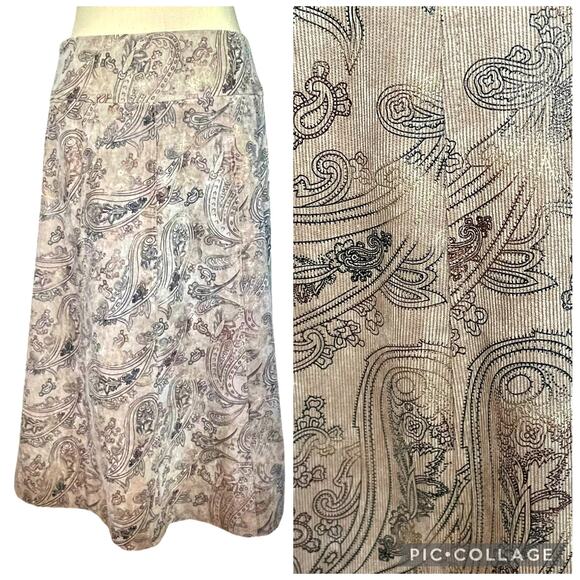 Christopher & Banks Corduroy A-line Midi Skirt Paisley Size 8 Western Boho Fall - Picture 1 of 9